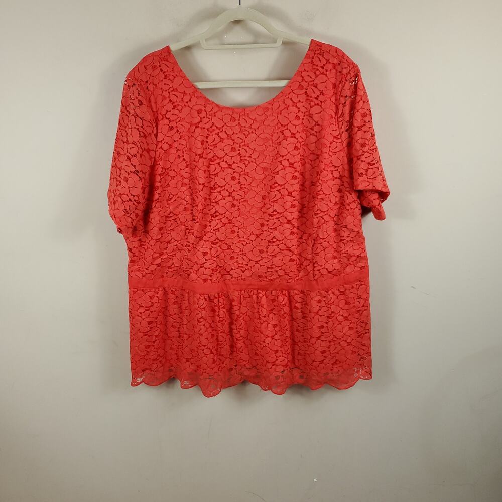 Jessica London Lace Peplum Blouse Exposed Back Zipper Size 26W